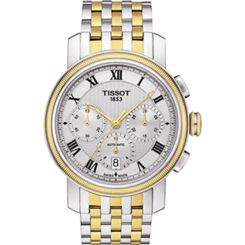 TISSOT 天梭Bridgeport 羅馬計時機械錶-銀x雙色版/42mm T0974272203300